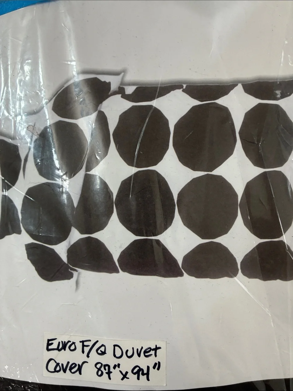 NIB Marimekko Kievt Black and White Polka Dot Duvet Cover and Shams (pair)